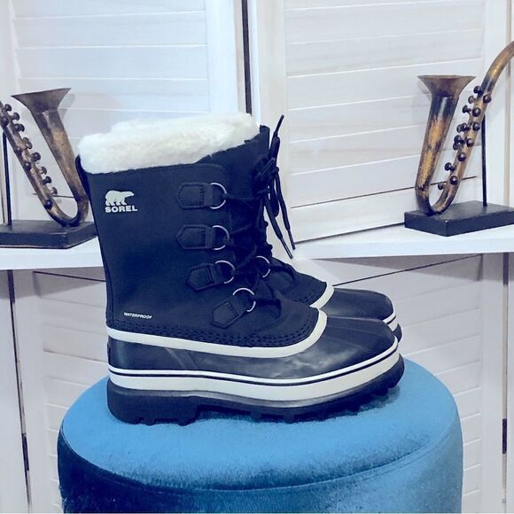 Sorel Caribou Waterproof Snow Boots Black Stone Size 7.5 - Picture 3 of 10